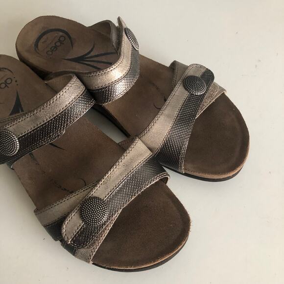 Abeo 'Barbara' Women's 8 NARROW Pewter Comfort Sandal Cork Footbed Walking - Picture 8 of 9